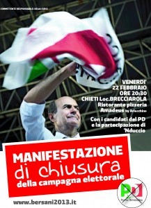 Giovanni Legnini, capolista Pd alla Camera dei Deputati nella circoscrizione Abruzzo, parteciperà alla manifestazione chiusura campagna elettorale iniziativa a Chieti