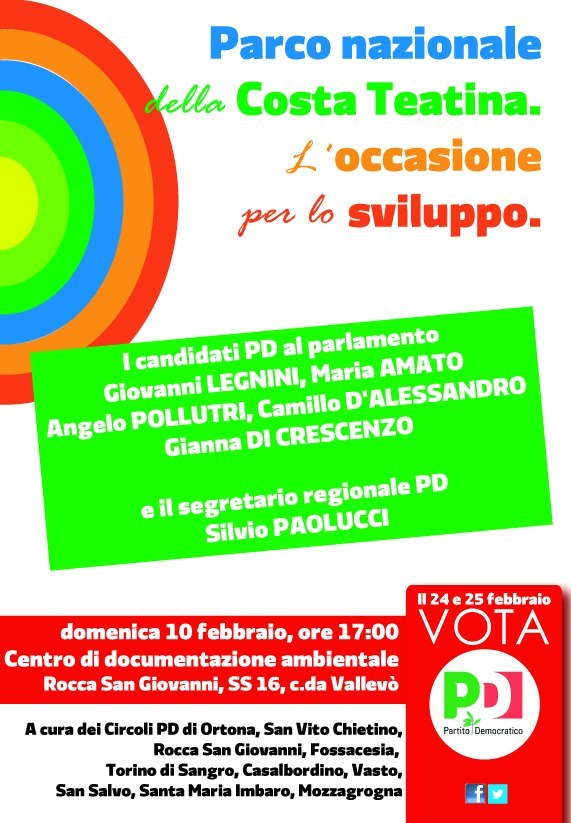 Iniziativa Pd Abruzzo dom 10 feb Parco Costa Teatina